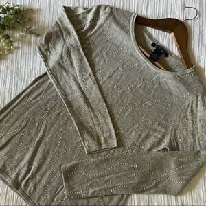 Faith & Zoe Grey Pullover Sweater Silver Studs Large